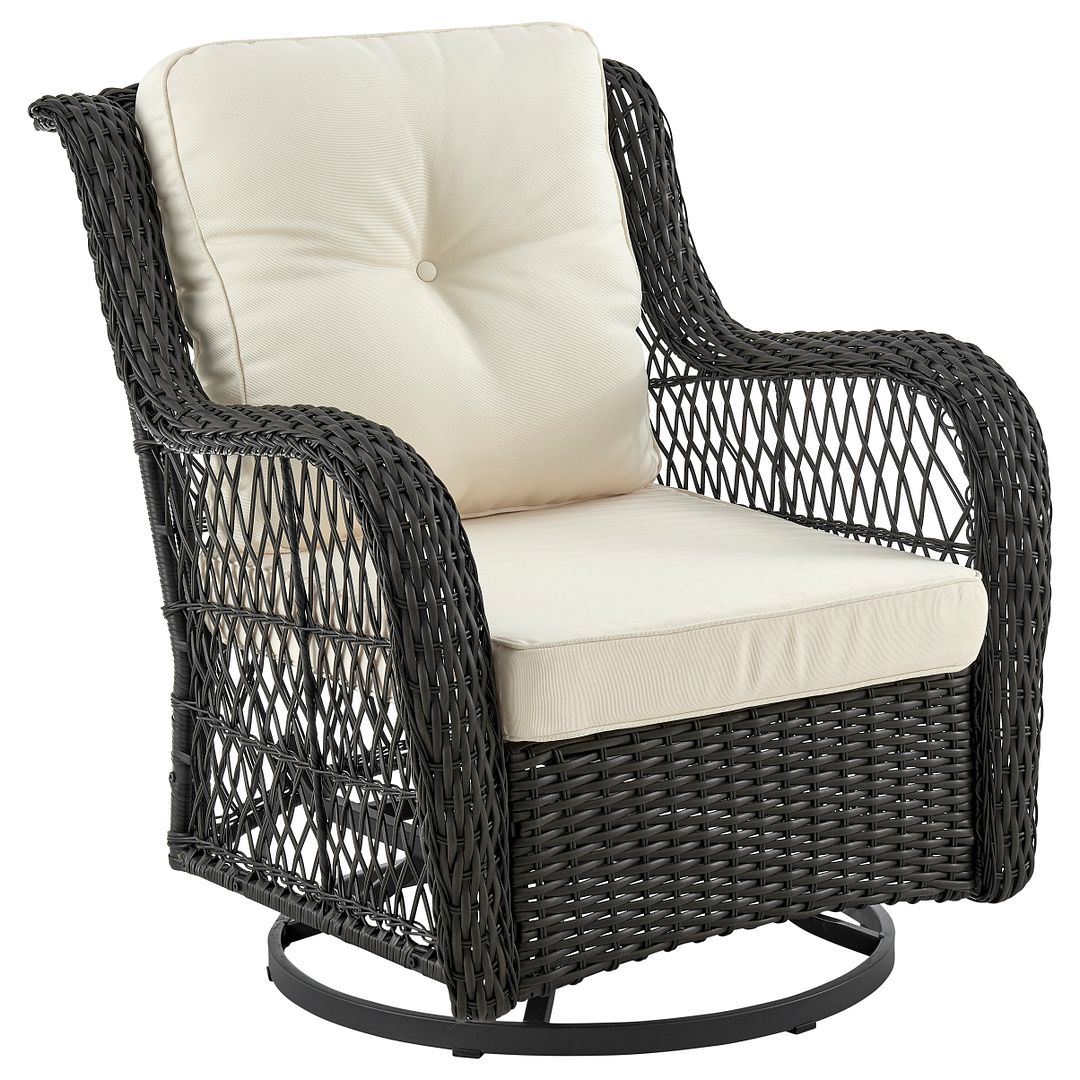 Cypremort Swivel 3-Piece Outdoor Conversation Set - Mixed Grey Weave/Cream