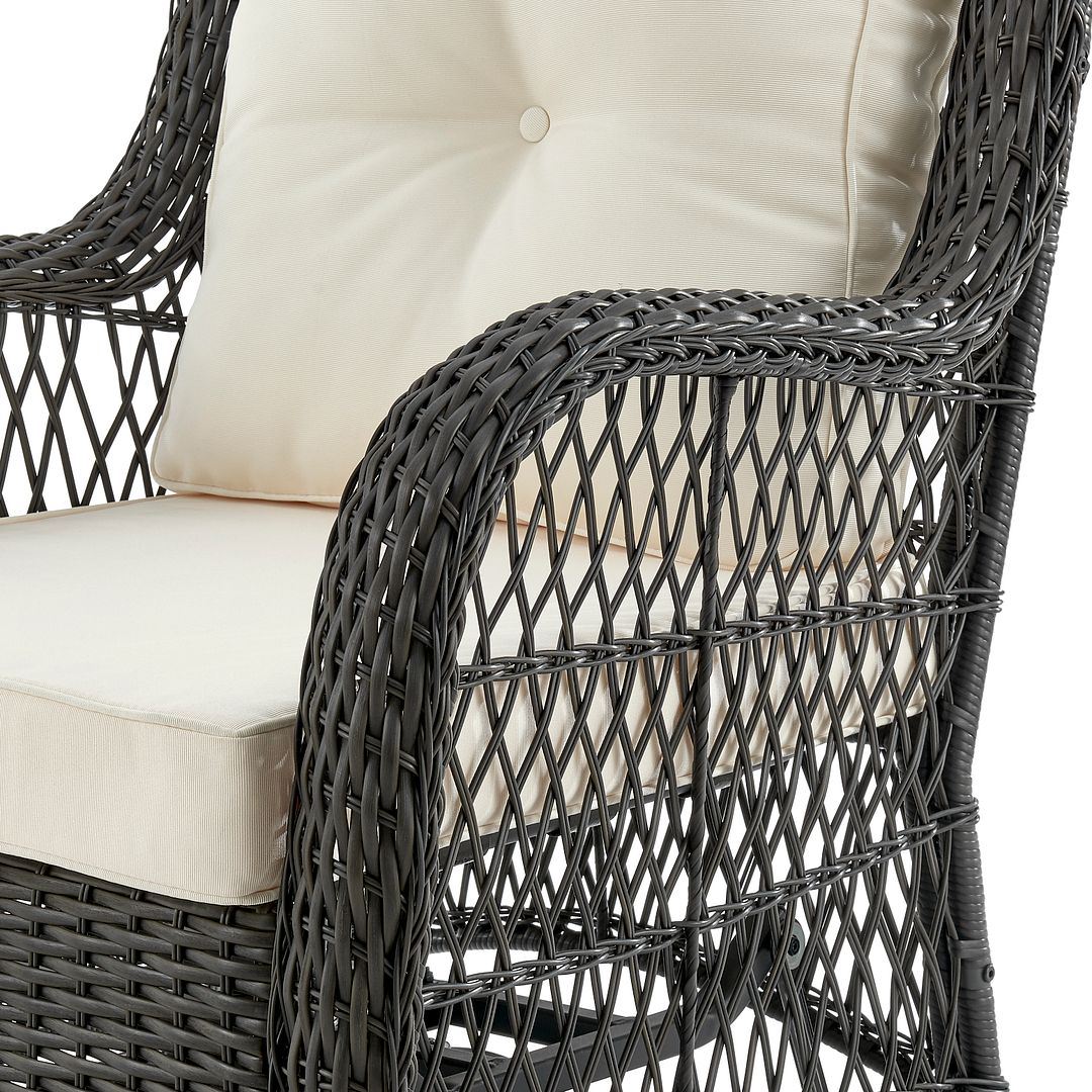 Cypremort Swivel 3-Piece Outdoor Conversation Set - Mixed Grey Weave/Cream