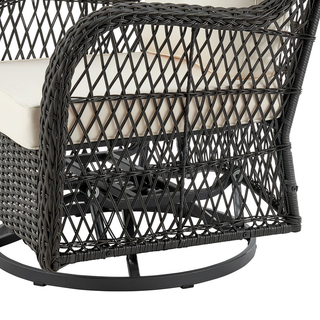 Cypremort Swivel 3-Piece Outdoor Conversation Set - Mixed Grey Weave/Cream