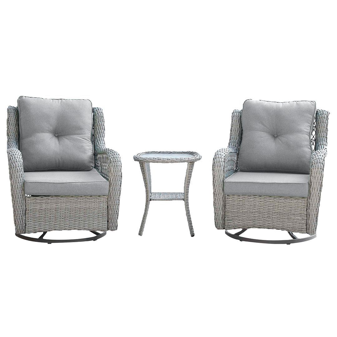 Cypremort Swivel 3-Piece Outdoor Conversation Set - Mixed Grey