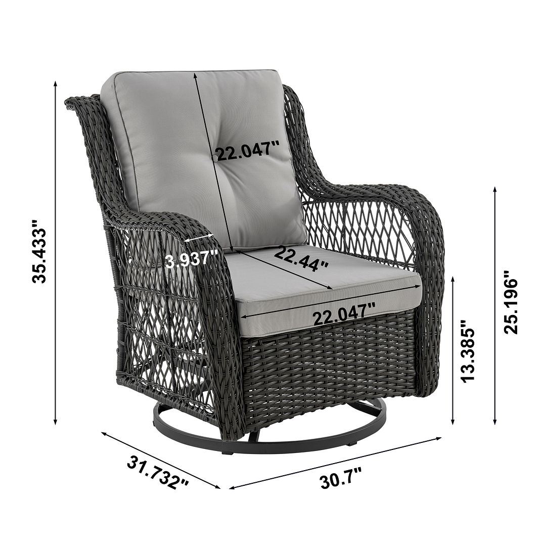 Cypremort Swivel 3-Piece Outdoor Conversation Set - Mixed Grey