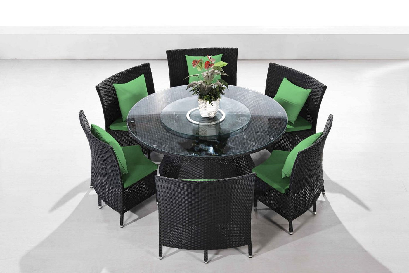 Andaman 7 Piece Outdoor Dining Set - Green / Black