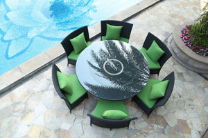 Andaman 7 Piece Outdoor Dining Set - Green / Black