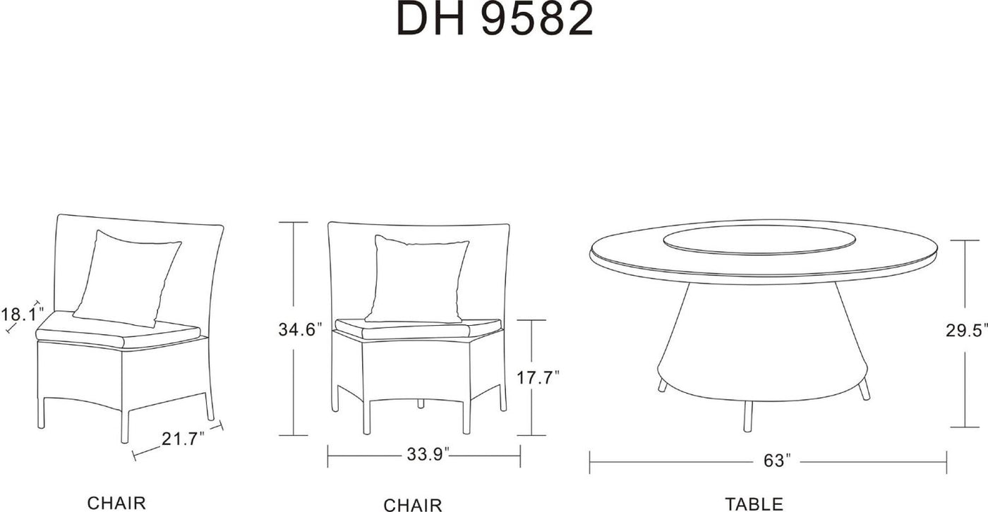 Andaman 7 Piece Outdoor Dining Set - Orange/Black