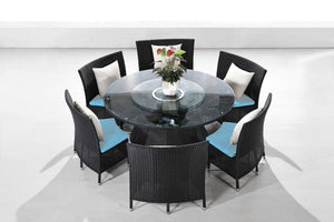 Andaman 7 Piece Outdoor Dining Set - Sky Blue/Black