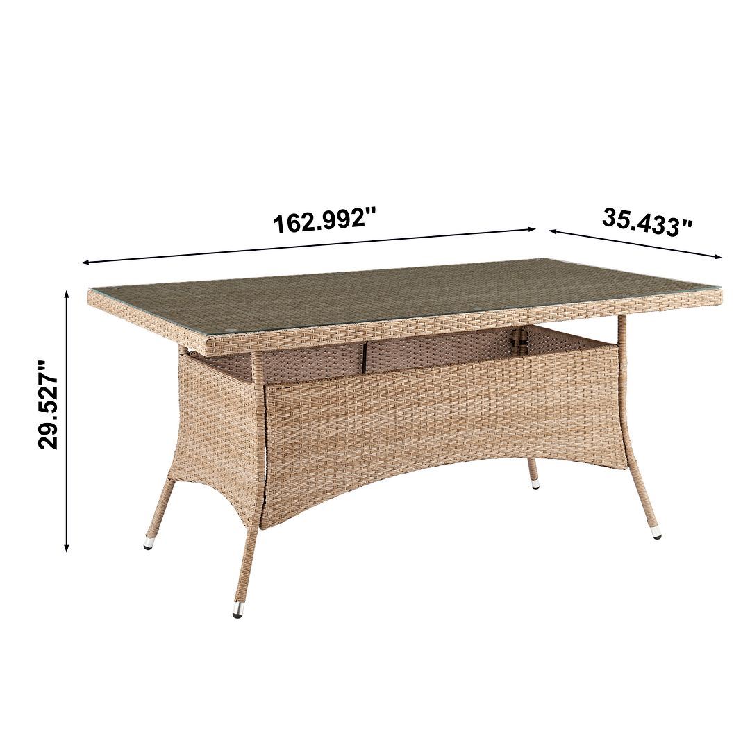 Nueces 7-Piece Stackable Outdoor Dining Package - Nature Tan Weave