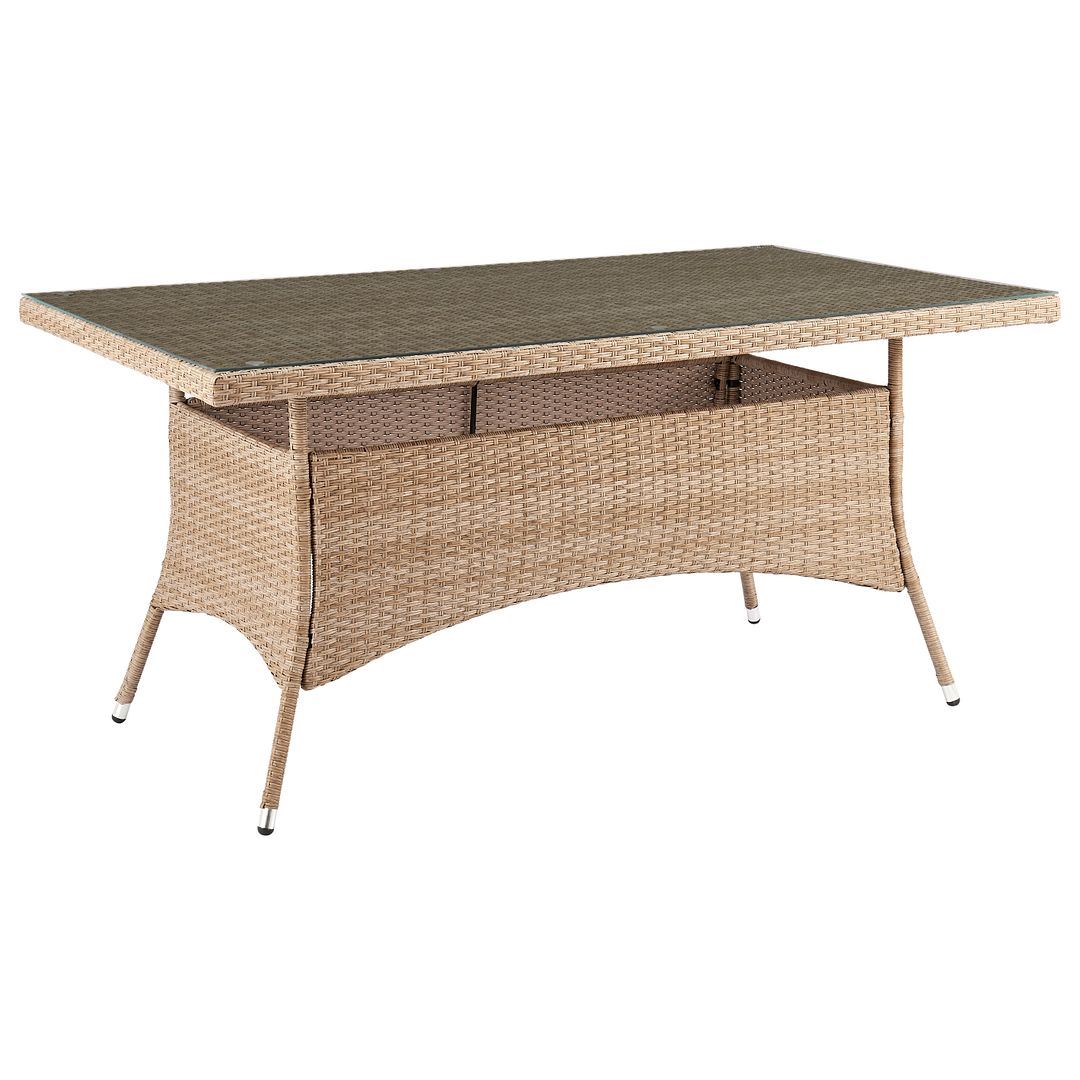 Nueces 7-Piece Stackable Outdoor Dining Package - Nature Tan Weave