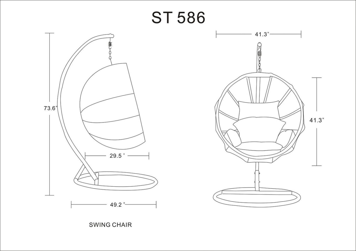 Whitsunday Rattan Egg Hanging Chair - Cream