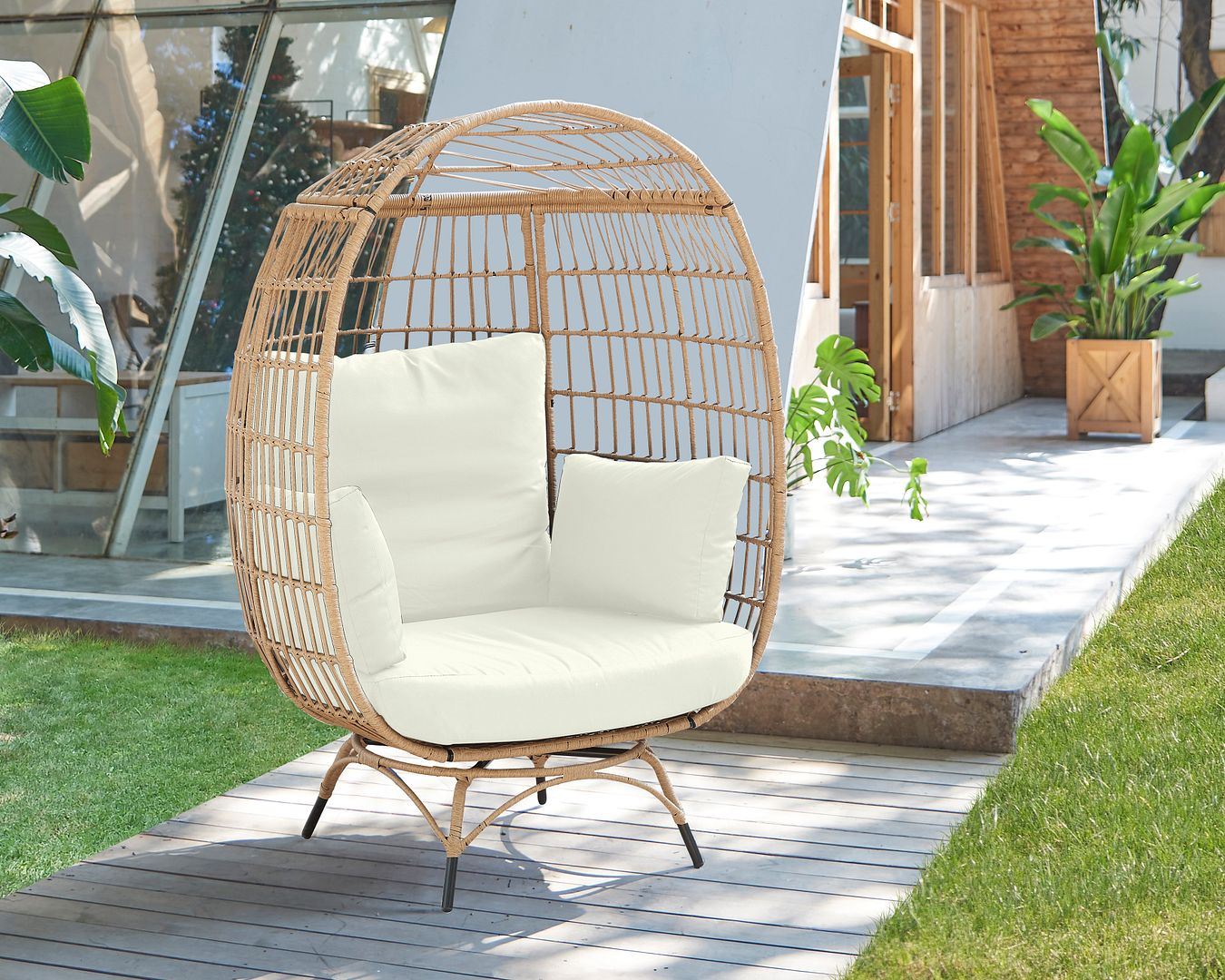 Baffin Indoor/Outdoor Egg Chair - Tan/Cream