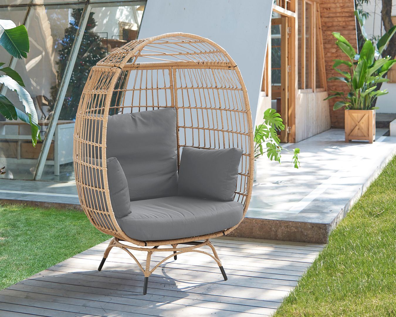 Baffin Indoor/Outdoor Egg Chair - Tan/Grey