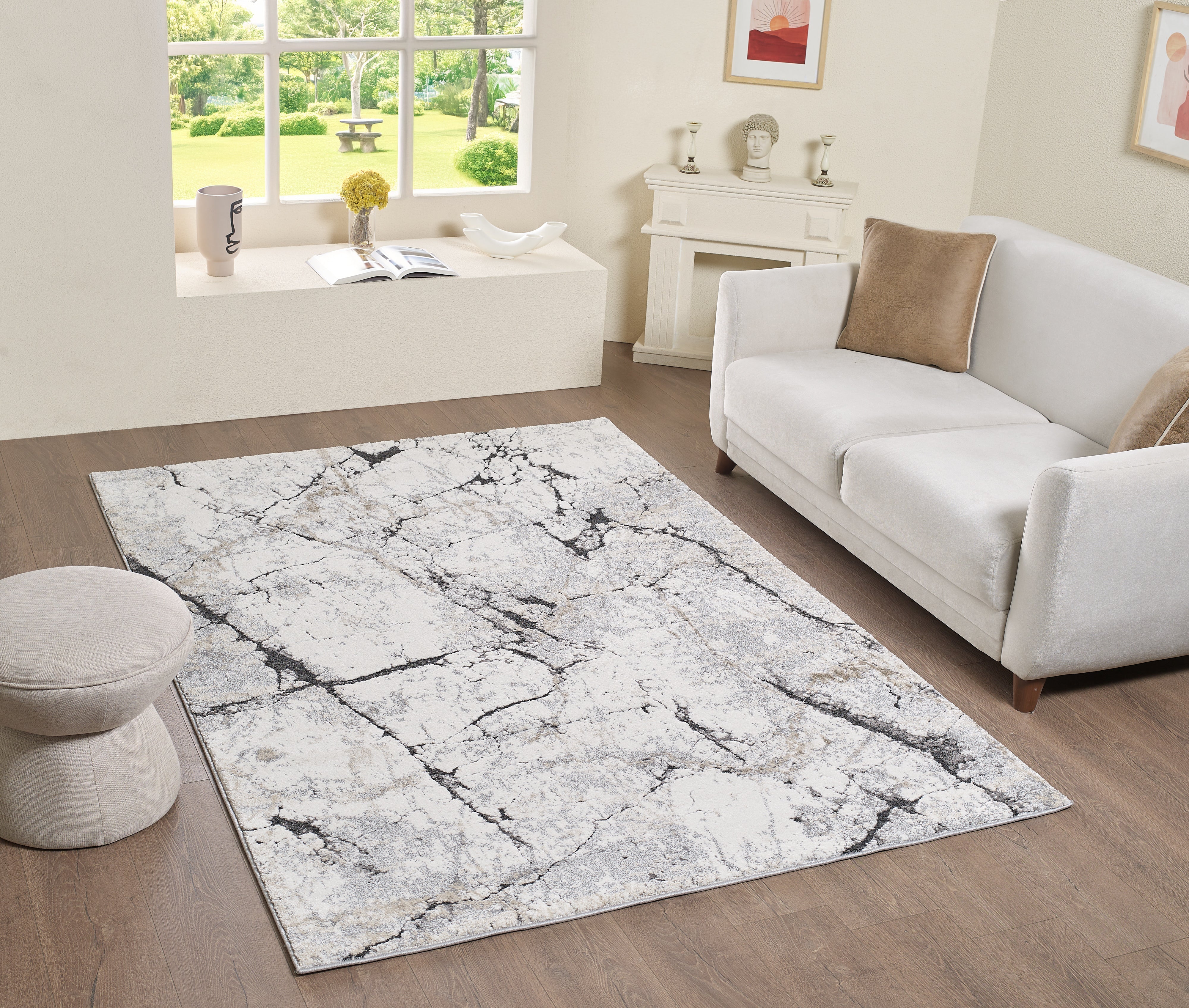 L2 Decor Panorama Area Rug 7' x 10' with Underpad - Grey