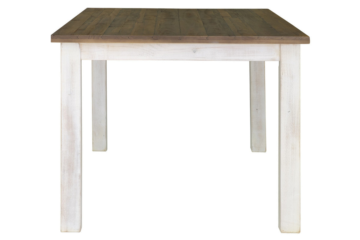 Borsgade Reclaimed Pine Round Dining Table - Antique White/Rustic Natural