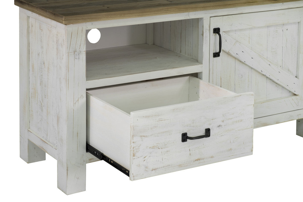 Borsgade Reclaimed Pine TV Stand - Antique White/Rustic Natural