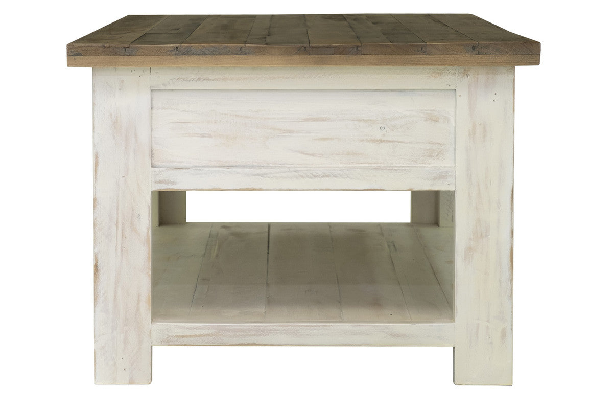 Borsgade Reclaimed Pine Coffee Table - Antique White/Rustic Natural