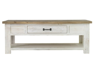 Borsgade Reclaimed Pine Coffee Table - Antique White/Rustic Natural