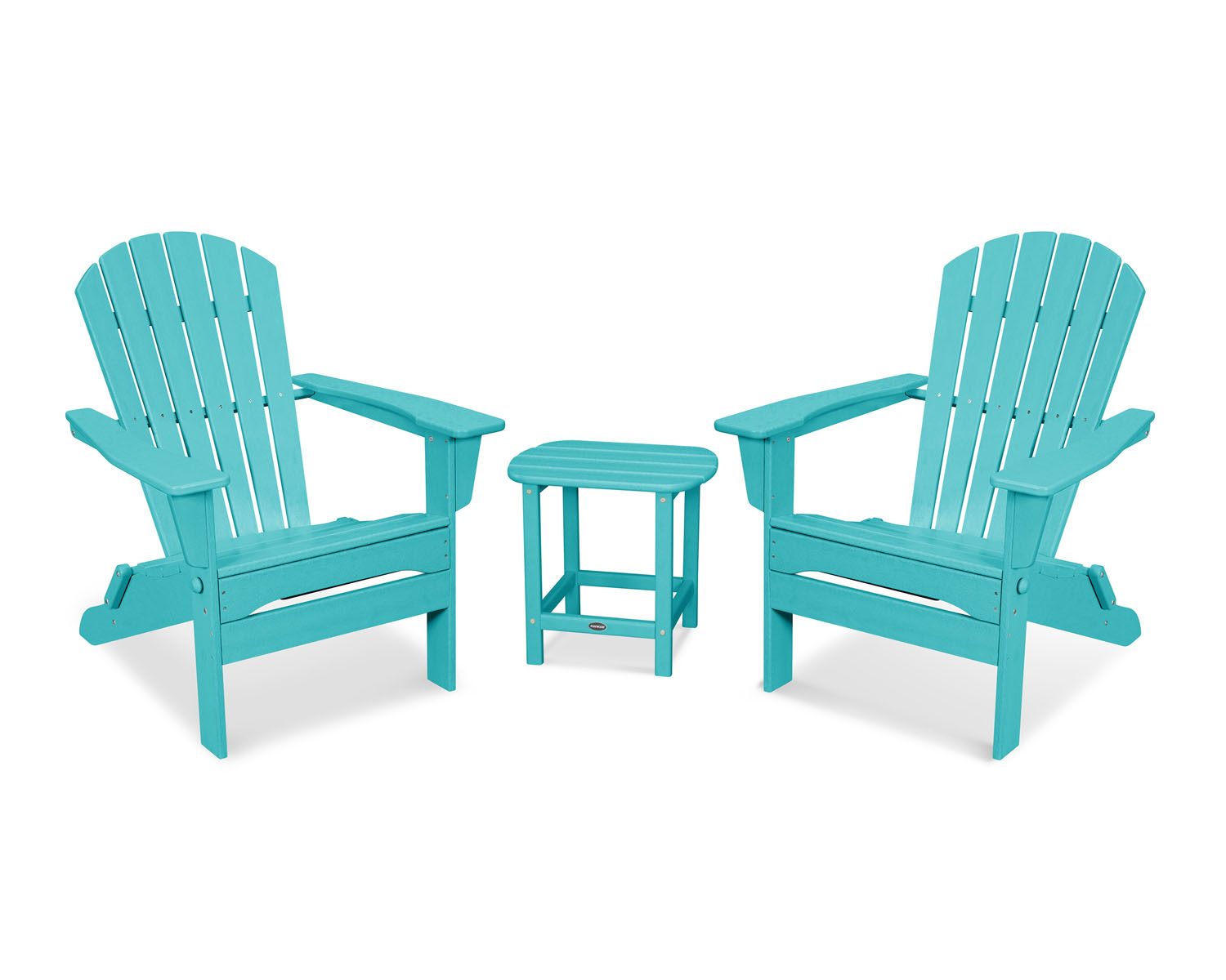 POLYWOOD® South Beach 3-Piece Folding Adirondack Set - Aruba