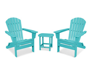 POLYWOOD® South Beach 3-Piece Folding Adirondack Set - Aruba