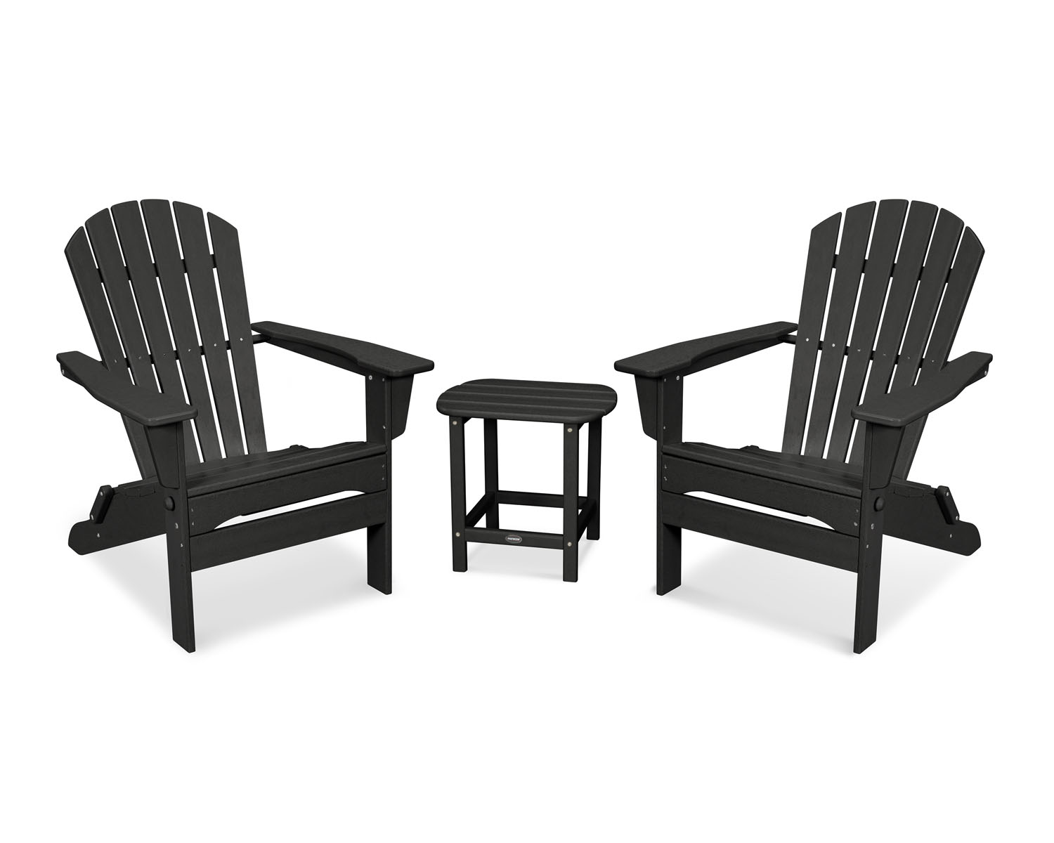 POLYWOOD® South Beach 3-Piece Folding Adirondack Set - Black