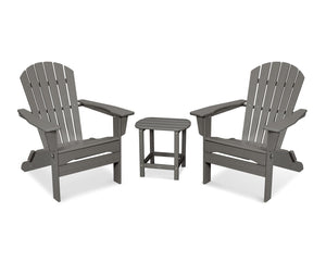 POLYWOOD® South Beach 3-Piece Folding Adirondack Set - Slate Grey