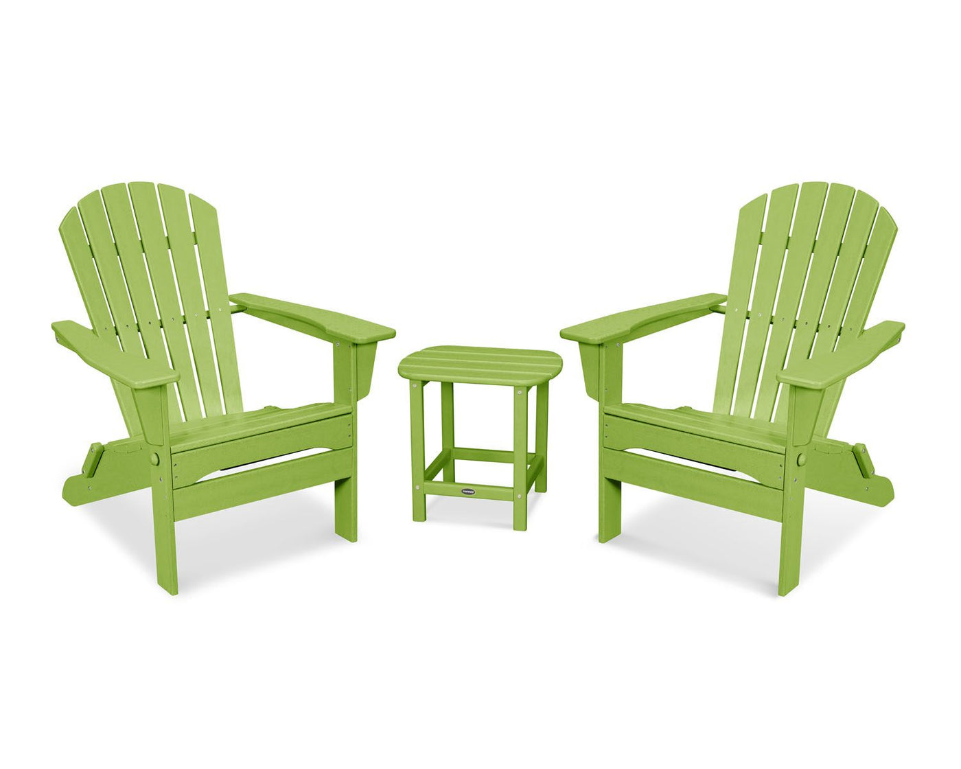 POLYWOOD® South Beach 3-Piece Folding Adirondack Set - Lime