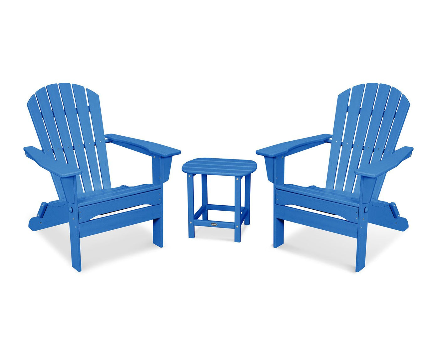POLYWOOD® South Beach 3-Piece Folding Adirondack Set - Pacific Blue