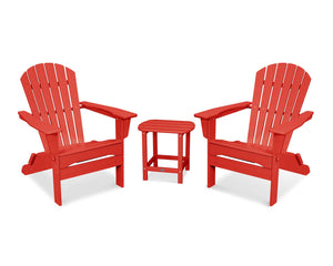 POLYWOOD® South Beach 3-Piece Folding Adirondack Set - Sunset Red
