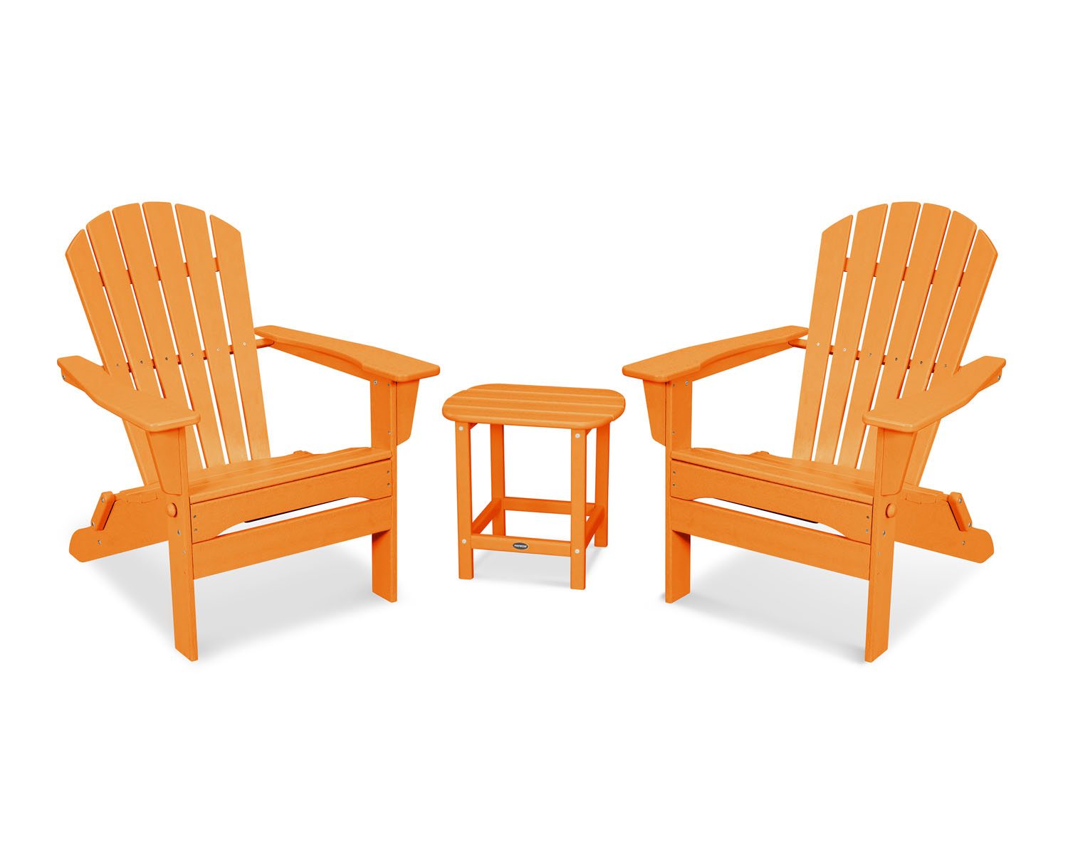 POLYWOOD® South Beach 3-Piece Folding Adirondack Set - Tangerine