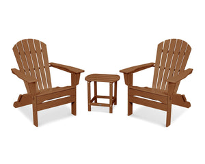 POLYWOOD® South Beach 3-Piece Folding Adirondack Set - Teak