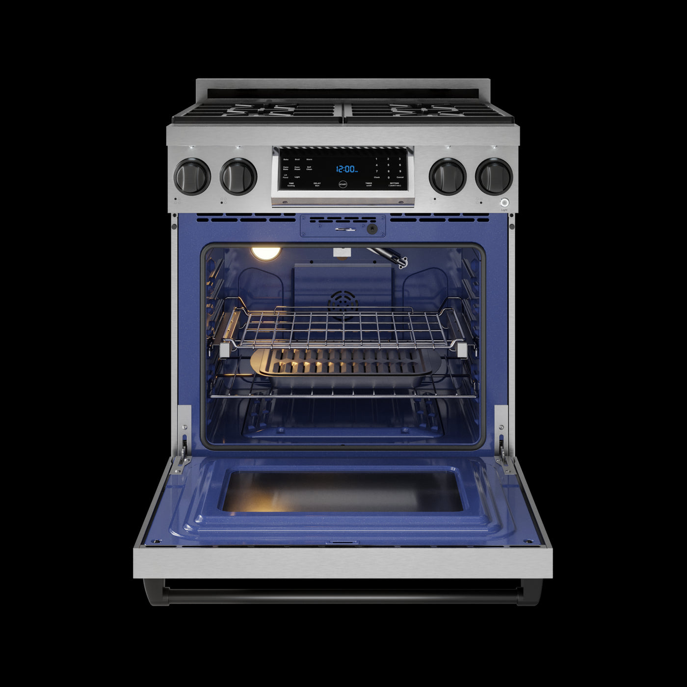 Thor Kitchen Stainless Steel Freestanding Professional Liquid Propane Gas Range|Gordon Ramsay Series (4.55 cu.ft.) - RSG30LP-BLK