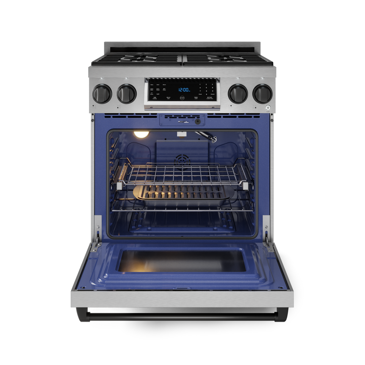 Thor Kitchen Stainless Steel Freestanding Professional Liquid Propane Gas Range|Gordon Ramsay Series (4.55 cu.ft.) - RSG30LP-BLK