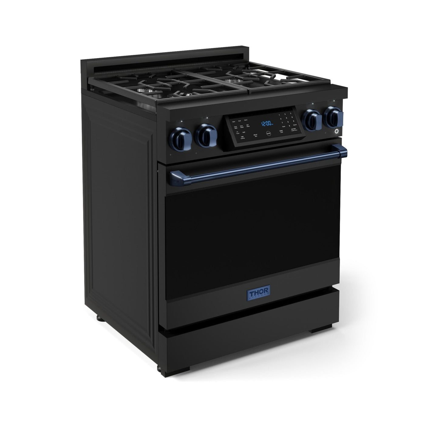 Thor Kitchen Black Stainless Steel Freestanding Liquid Propane Gas Range|Gordon Ramsay Series (4.55 cu.ft.) - RSG30BLP-BLU