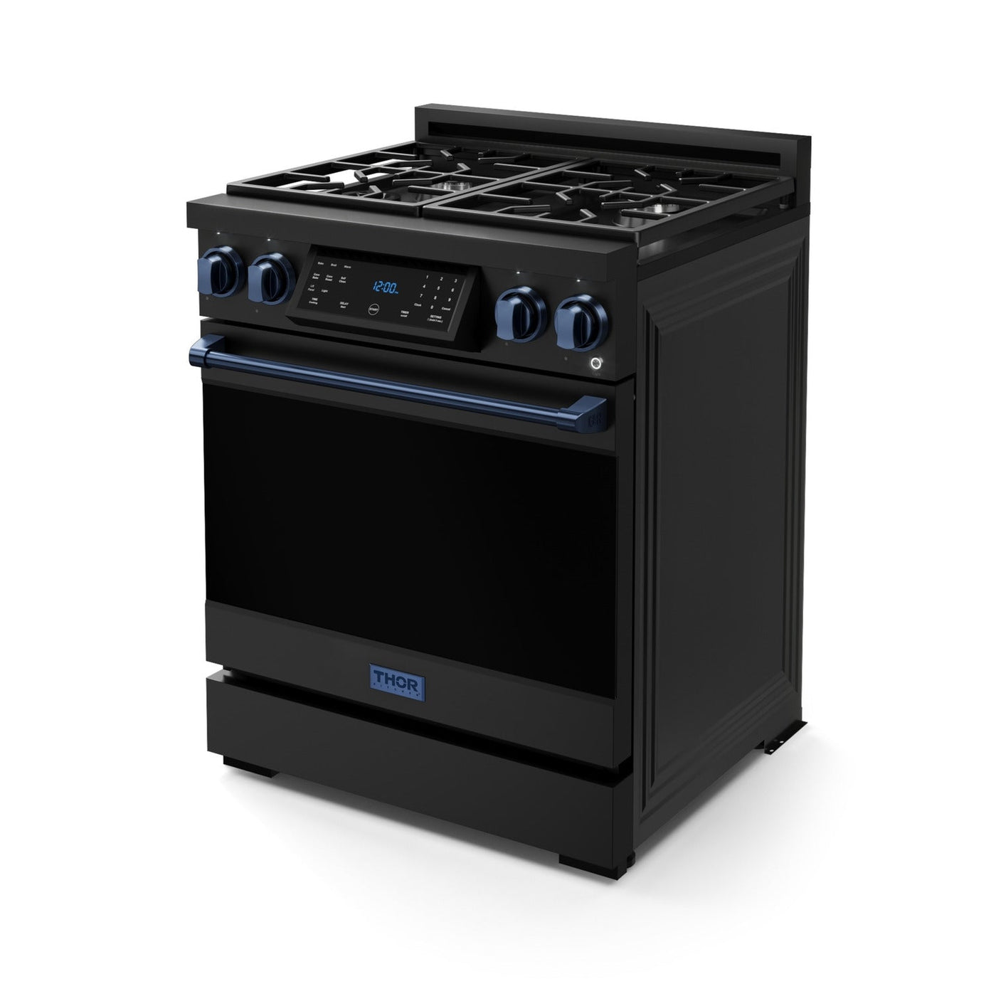 Thor Kitchen Black Stainless Steel Freestanding Liquid Propane Gas Range|Gordon Ramsay Series (4.55 cu.ft.) - RSG30BLP-BLU