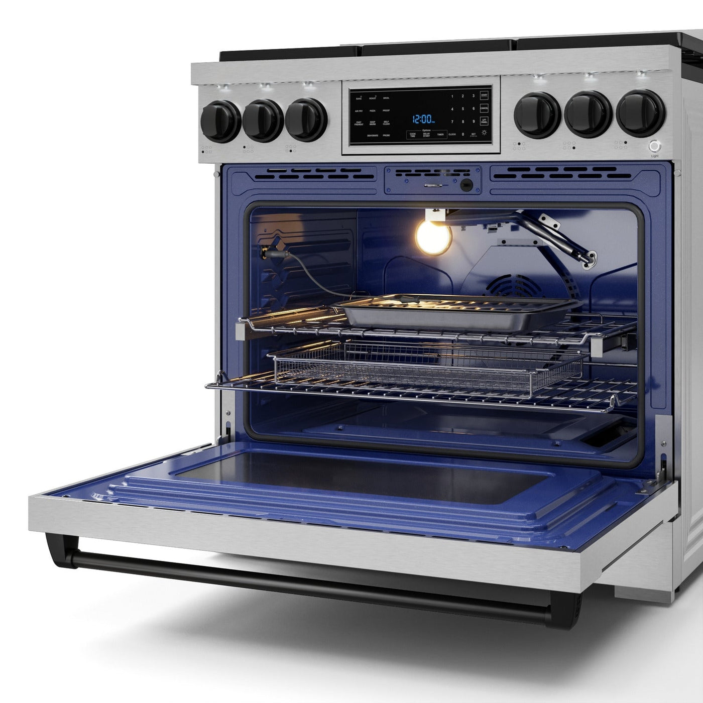 Thor Kitchen Stainless Steel Freestanding Professional Liquid Propane Gas Range|Gordon Ramsay Series (6 cu.ft.) - RSG36LP-BLK