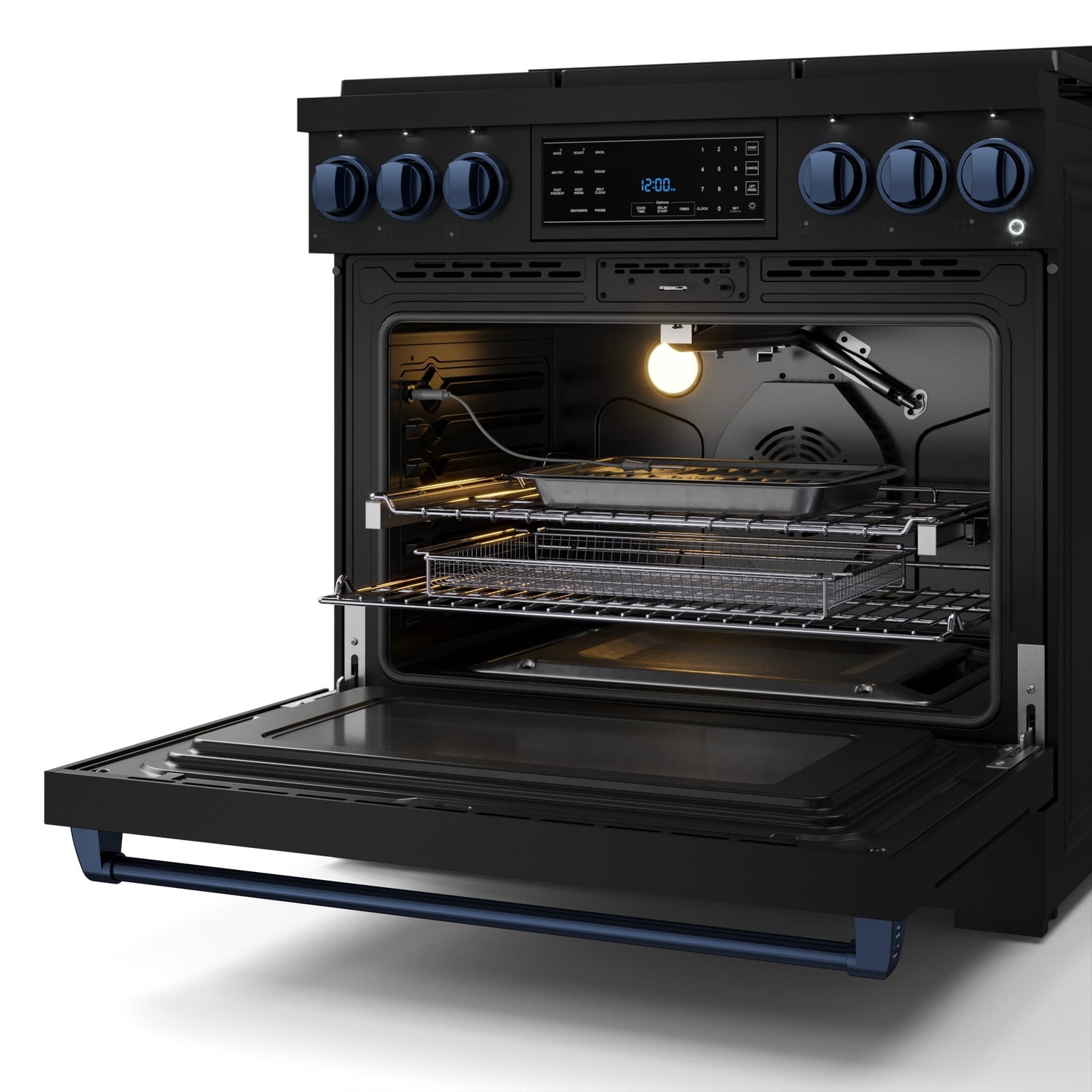 Thor Kitchen Black Stainless Steel Freestanding Professional Liquid Propane Gas Range|Gordon Ramsay Series (6 cu.ft.) - RSG36BLP-BLU