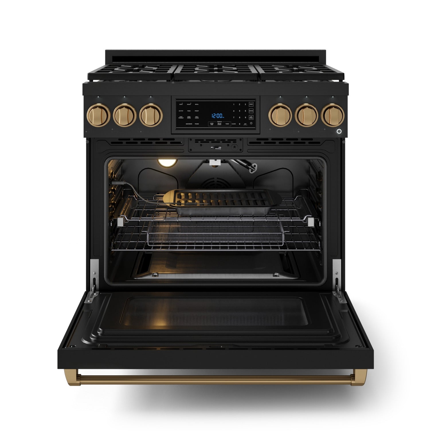 Thor Kitchen Black Stainless Steel Freestanding Professional Liquid Propane Gas Range|Gordon Ramsay Series (6 cu.ft.) - RSG36BLP-BRZ