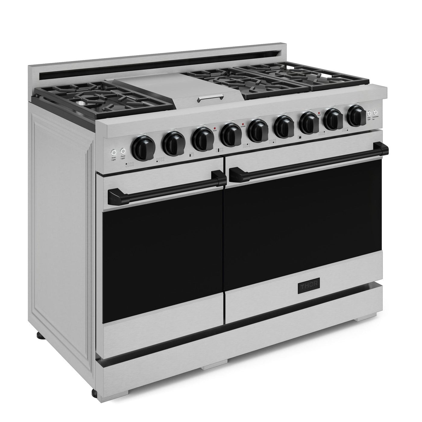 Thor Kitchen Stainless Steel Freestanding Professional Double Oven Liquid Propane Gas Range|Gordon Ramsay Series (7 cu.ft.) - RSG48ELP-BLK