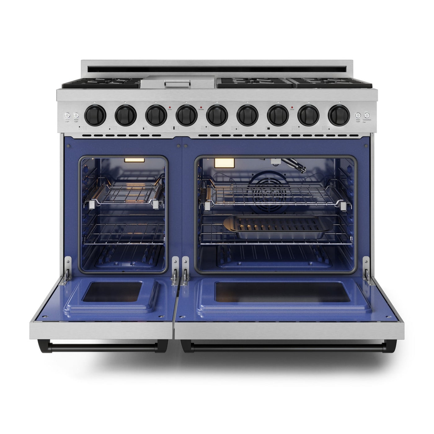 Thor Kitchen Stainless Steel Freestanding Professional Double Oven Liquid Propane Gas Range|Gordon Ramsay Series (7 cu.ft.) - RSG48ELP-BLK