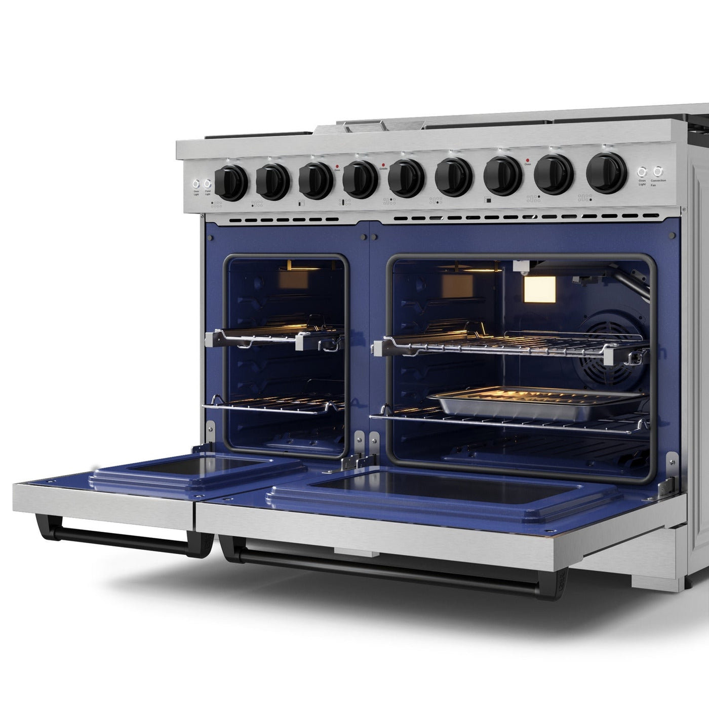 Thor Kitchen Stainless Steel Freestanding Professional Double Oven Liquid Propane Gas Range|Gordon Ramsay Series (7 cu.ft.) - RSG48ELP-BLK