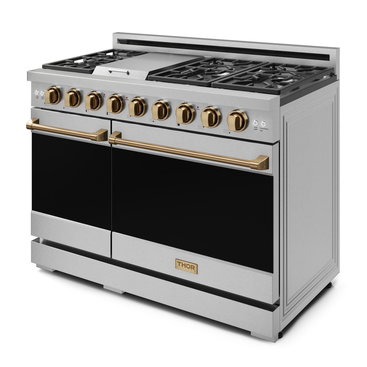 Thor Kitchen Stainless Steel Freestanding Professional Double Oven Gas Range|Gordon Ramsay Series (7 cu.ft.) - RSG48ELP-BRZ