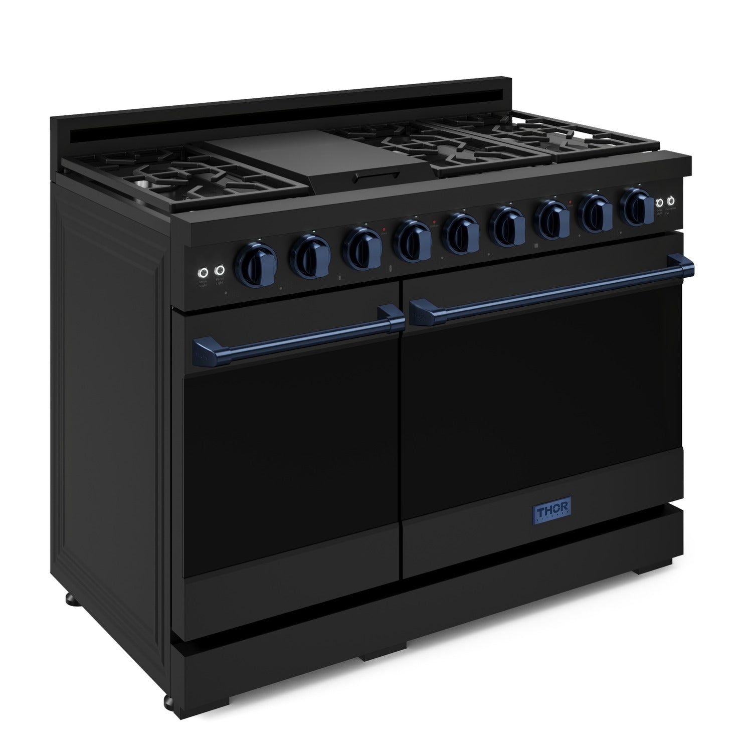 Thor Kitchen Black Stainless Steel Freestanding Professional Double Oven Liquid Propane Gas Range|Gordon Ramsay Series (7 cu.ft.) - RSG48EBLP-BLU