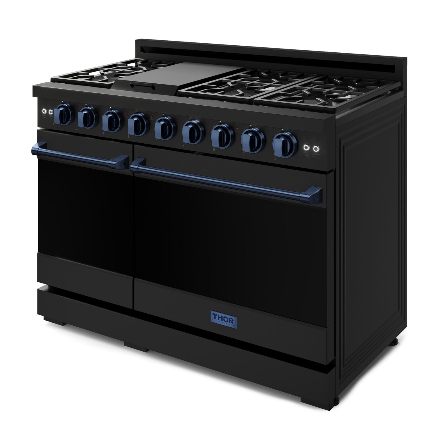 Thor Kitchen Black Stainless Steel Freestanding Professional Double Oven Liquid Propane Gas Range|Gordon Ramsay Series (7 cu.ft.) - RSG48EBLP-BLU