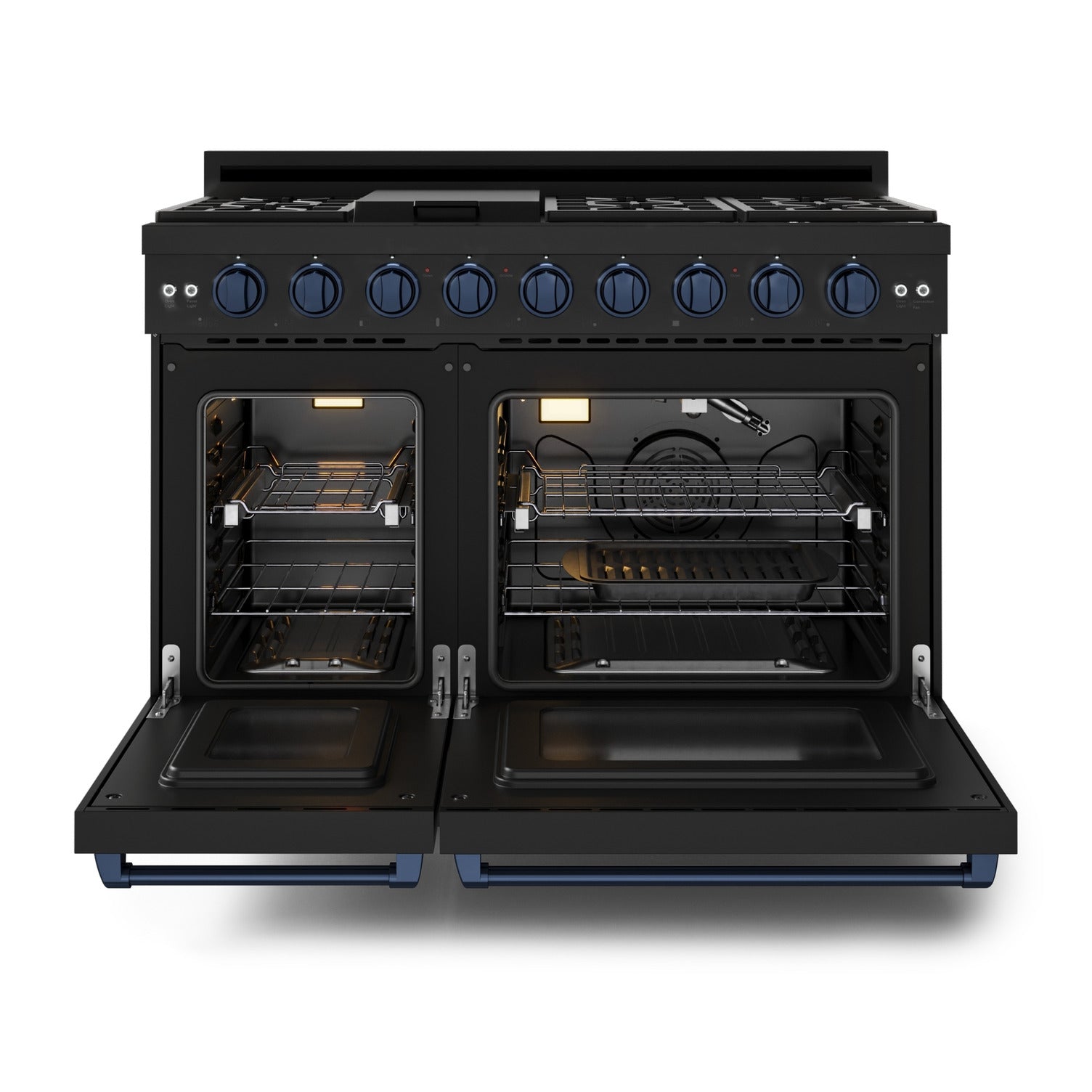 Thor Kitchen Black Stainless Steel Freestanding Professional Double Oven Liquid Propane Gas Range|Gordon Ramsay Series (7 cu.ft.) - RSG48EBLP-BLU
