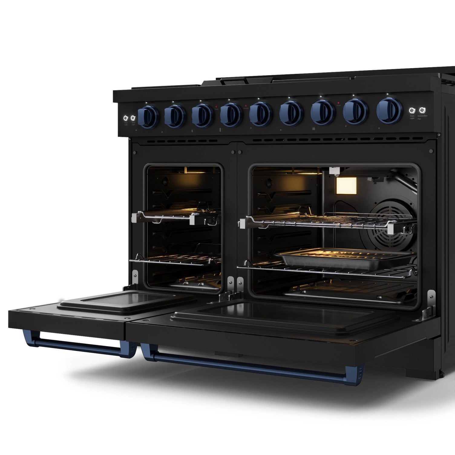 Thor Kitchen Black Stainless Steel Freestanding Professional Double Oven Gas Range|Gordon Ramsay Series (7 cu.ft.) - RSG48EB-BLU