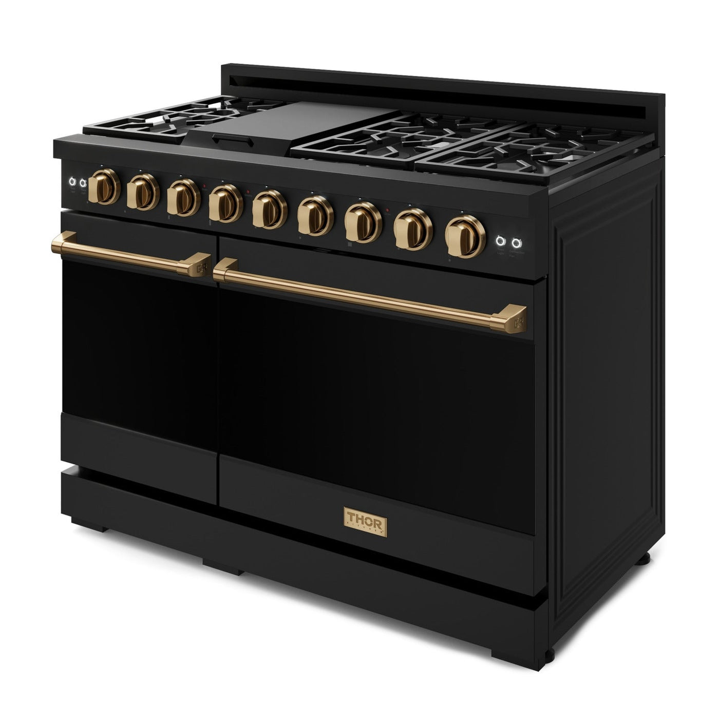 Thor Kitchen Black Stainless Steel Freestanding Professional Double Oven Gas Range|Gordon Ramsay Series (7 cu.ft.) - RSG48EB-BRZ