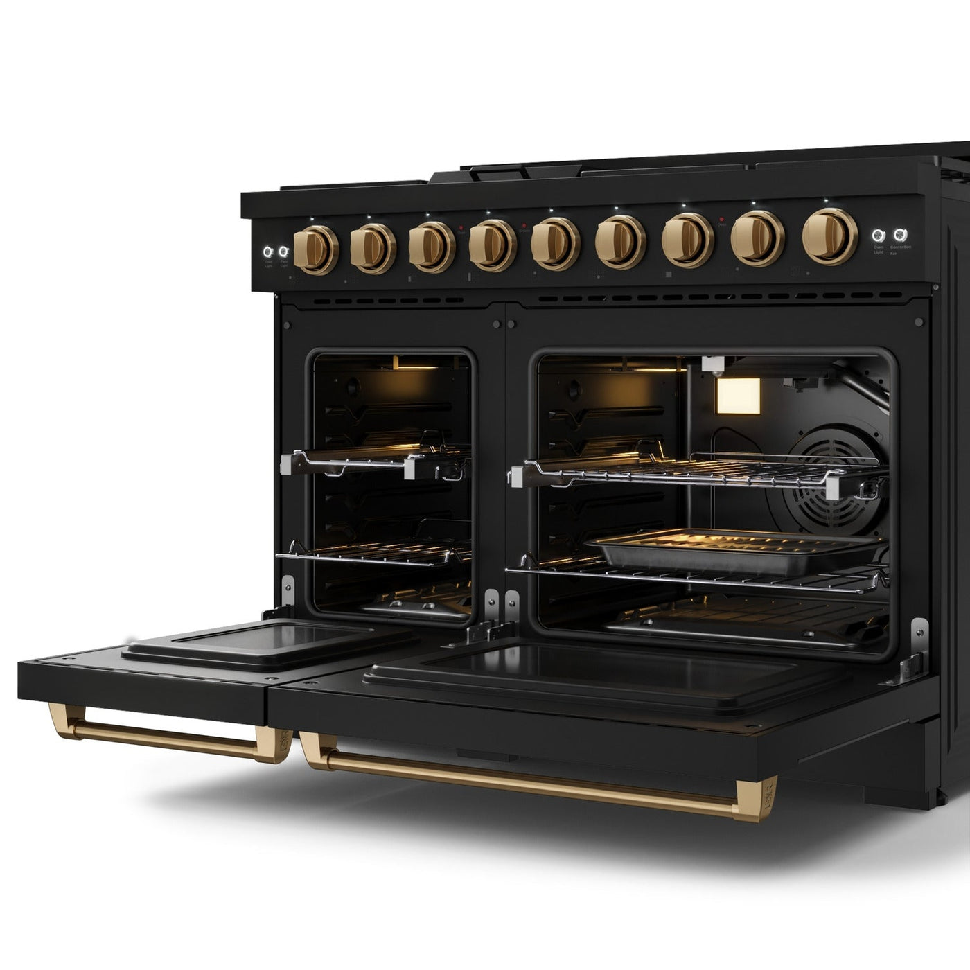 Thor Kitchen Black Stainless Steel Freestanding Professional Double Oven Liquid Propane Gas Range|Gordon Ramsay Series (7 cu.ft.) - RSG48EBLP-BRZ