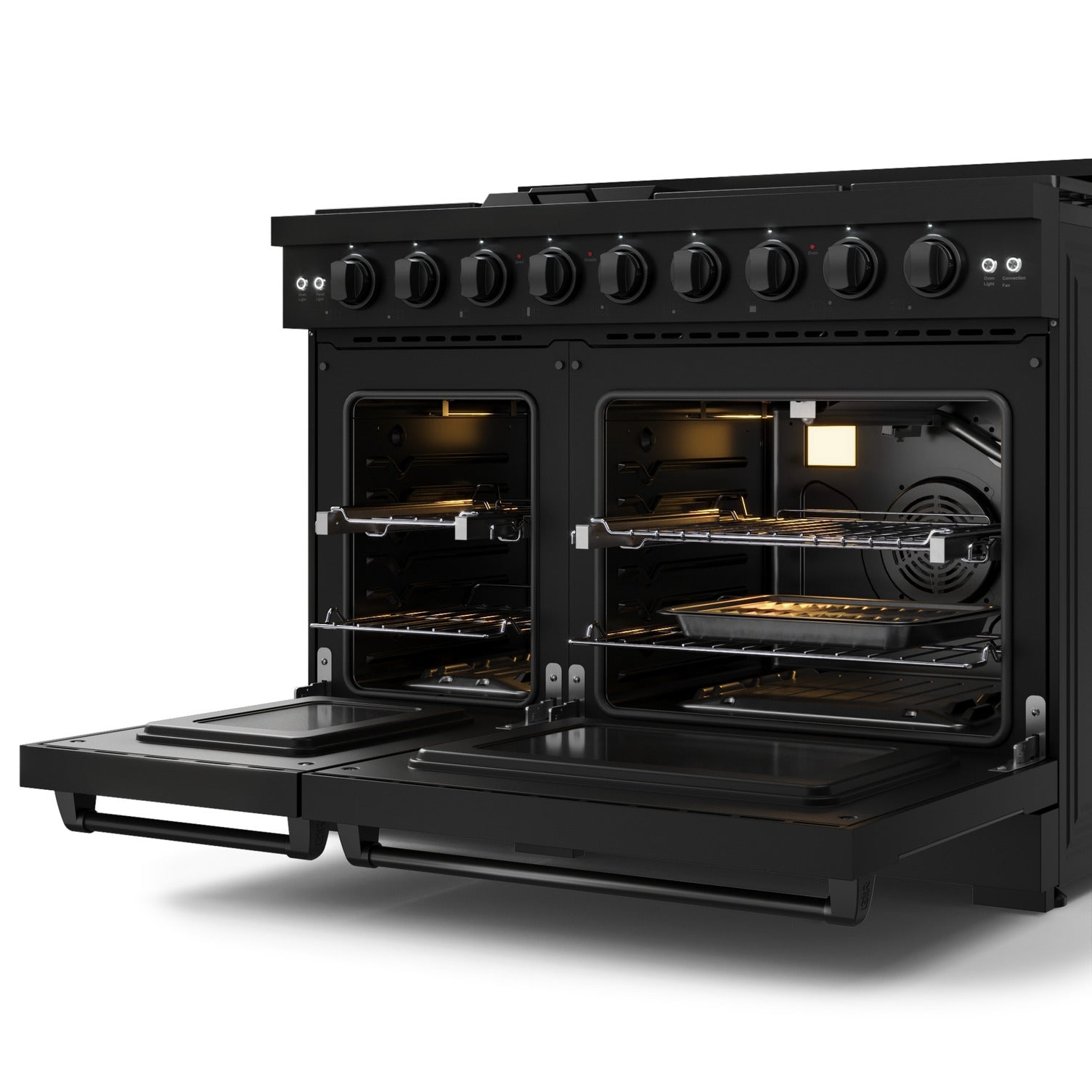 Thor Kitchen Black Stainless Steel Freestanding Professional Double Oven Gas Range|Gordon Ramsay Series (7 cu.ft.) - RSG48EB