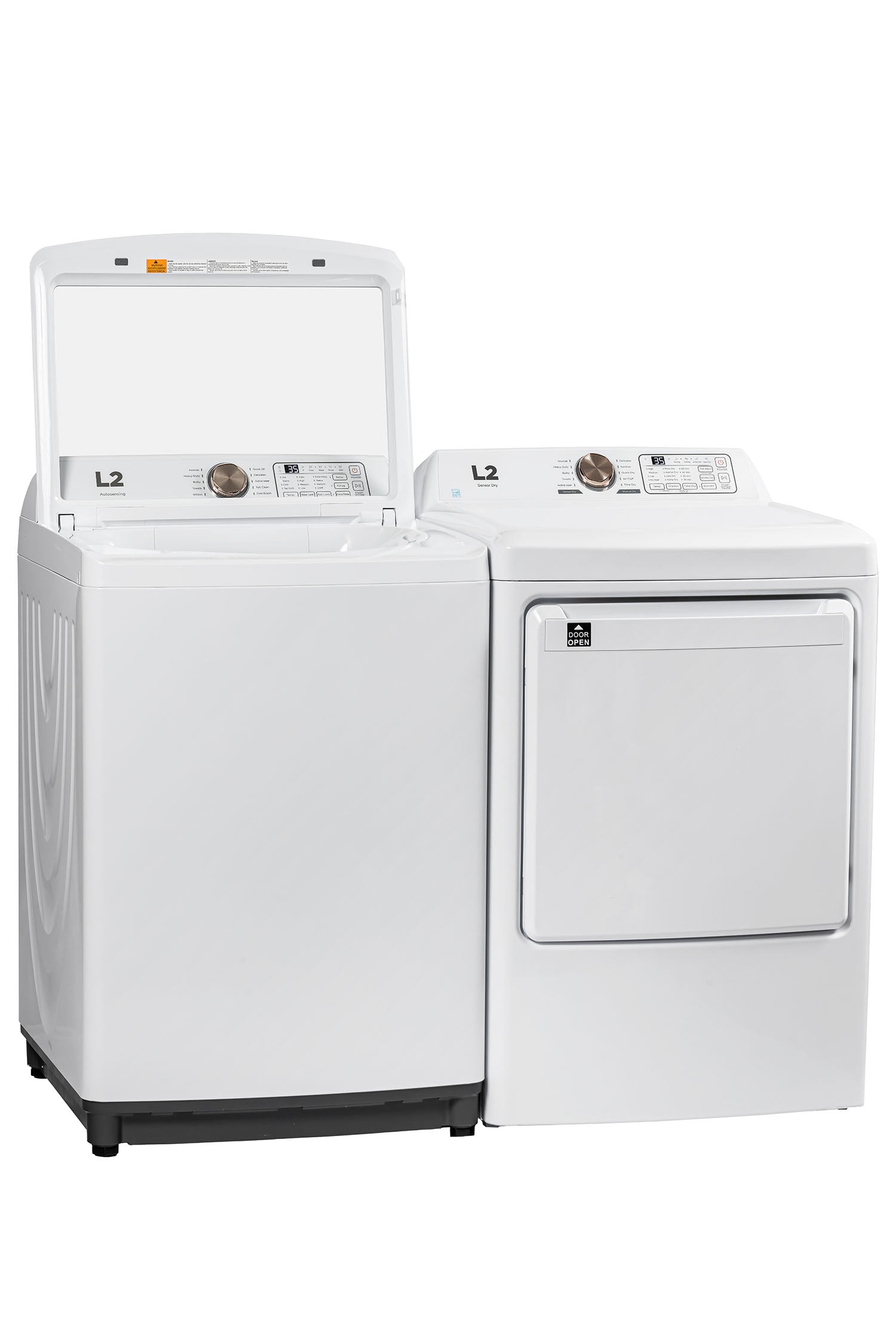 L2 White Top Load Washer (5.2 Cu. Ft) & White Electric Dryer (7.5 Cu. Ft) - LT52N1BWWC/LE52N1BWWC