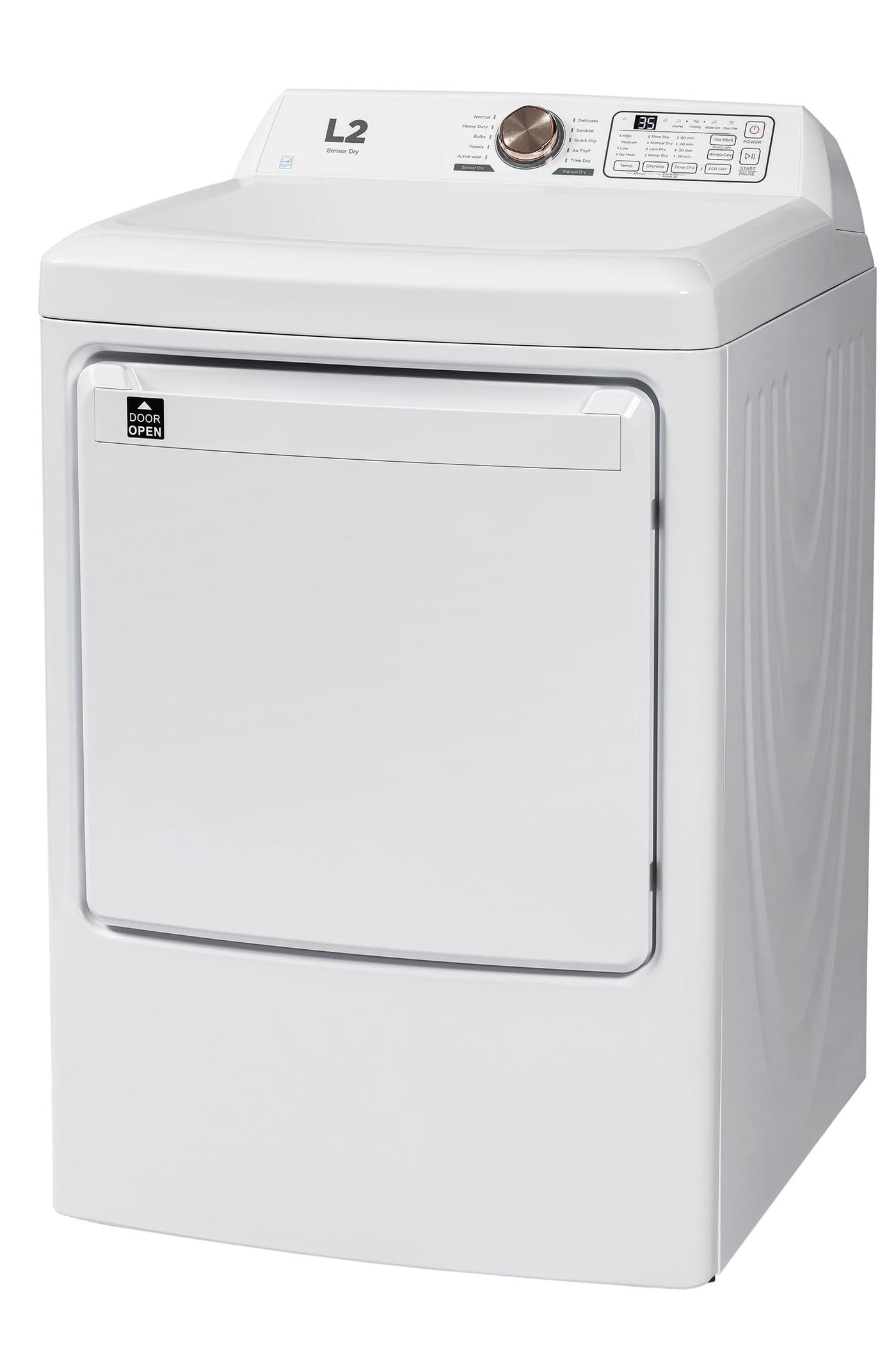L2 White Electric Dryer with French Display (7.5 Cu. Ft) - LE52N1BWWCFR
