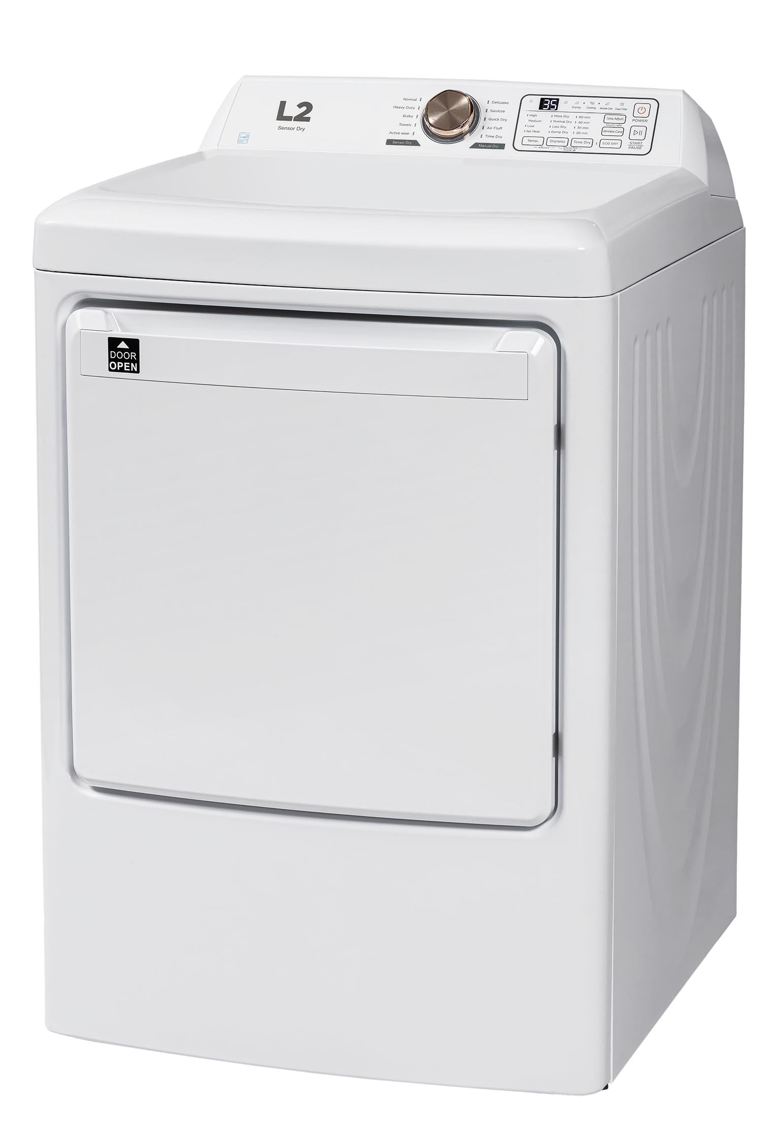 L2 White Electric Dryer with French Display (7.5 Cu. Ft) - LE52N1BWWCFR
