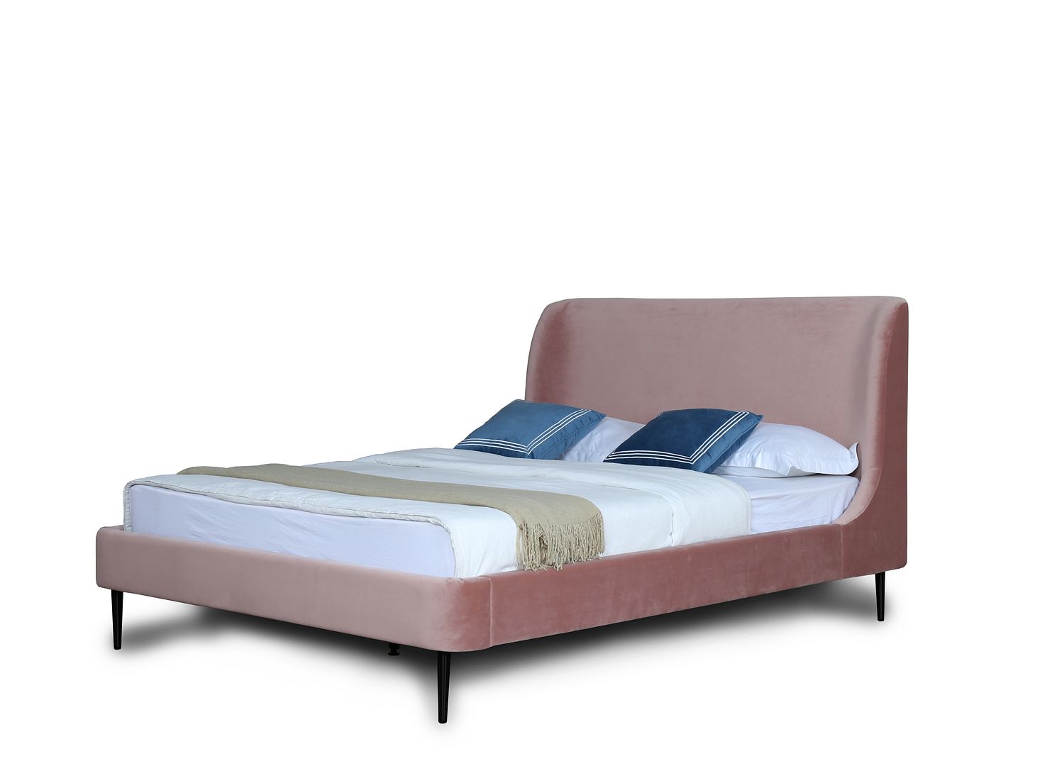 Stege Full-Size Bed - Blush/Black Legs